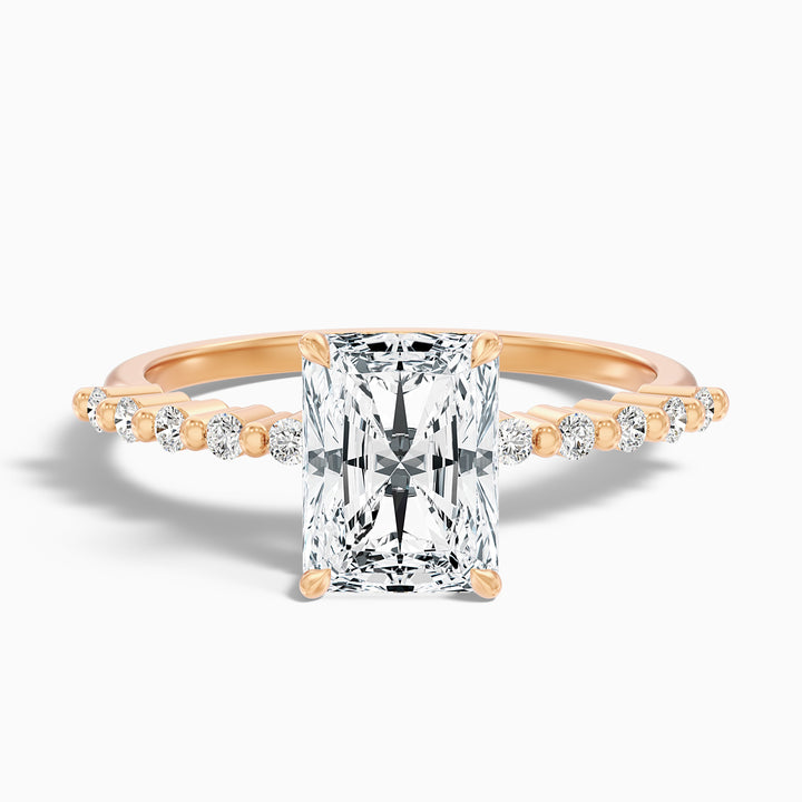 Willy 1 Carat Radiant With Side Stone Hidden Halo Moissanite Diamond Ring in 10k Yellow Gold