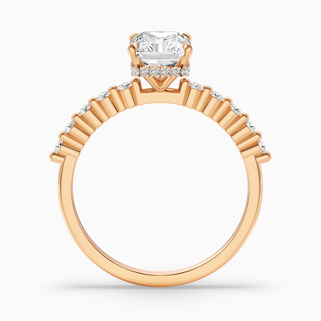 Willy 5 Carat Radiant With Side Stone Hidden Halo Moissanite Diamond Ring in 925 Sterling Silver