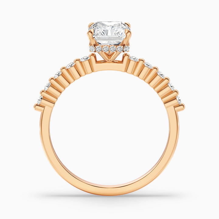 Willy 5 Carat Radiant With Side Stone Hidden Halo Moissanite Diamond Ring in 925 Sterling Silver