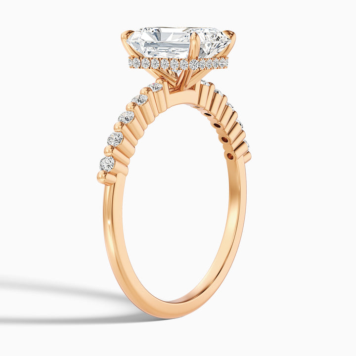 Willy 4.5 Carat Radiant With Side Stone Hidden Halo Moissanite Diamond Ring in 14k Yellow Gold