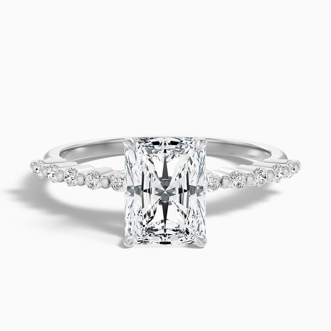 Willy 5 Carat Radiant With Side Stone Hidden Halo Moissanite Diamond Ring in 925 Sterling Silver
