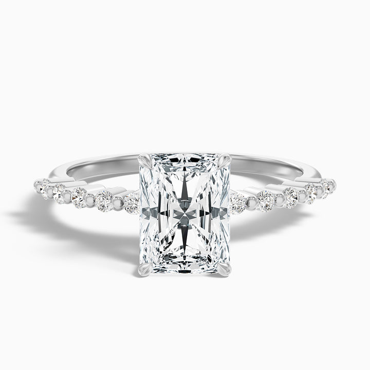 Willy 5 Carat Radiant With Side Stone Hidden Halo Moissanite Diamond Ring in 925 Sterling Silver