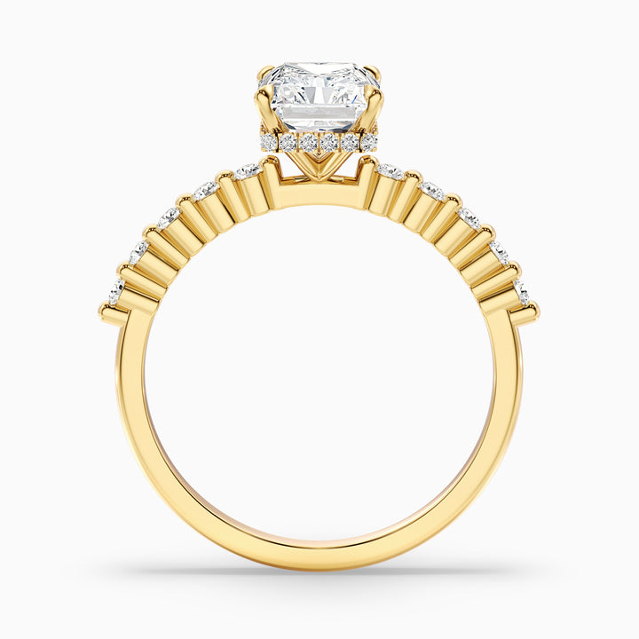 Willy 4.5 Carat Radiant With Side Stone Hidden Halo Moissanite Diamond Ring in 18k Rose Gold