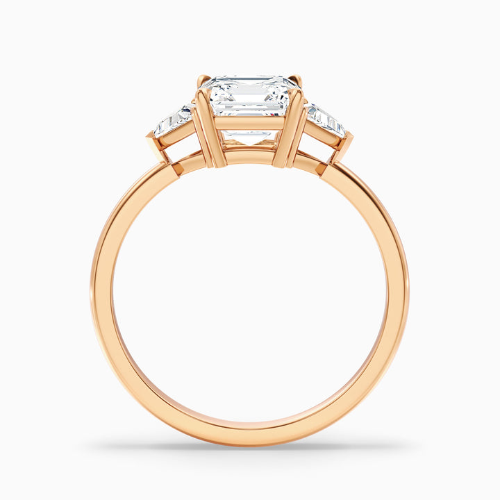 Gigi 5 Carat Three Stone Cushion With Trillion Side Stones Lab Grown Diamond Ring in 14k White Gold