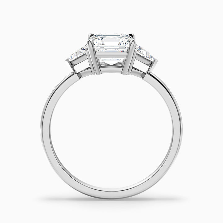 Gigi 4 Carat Three Stone Asscher With Triangle Side Stones Lab Grown Diamond Ring in 925 Sterling Silver