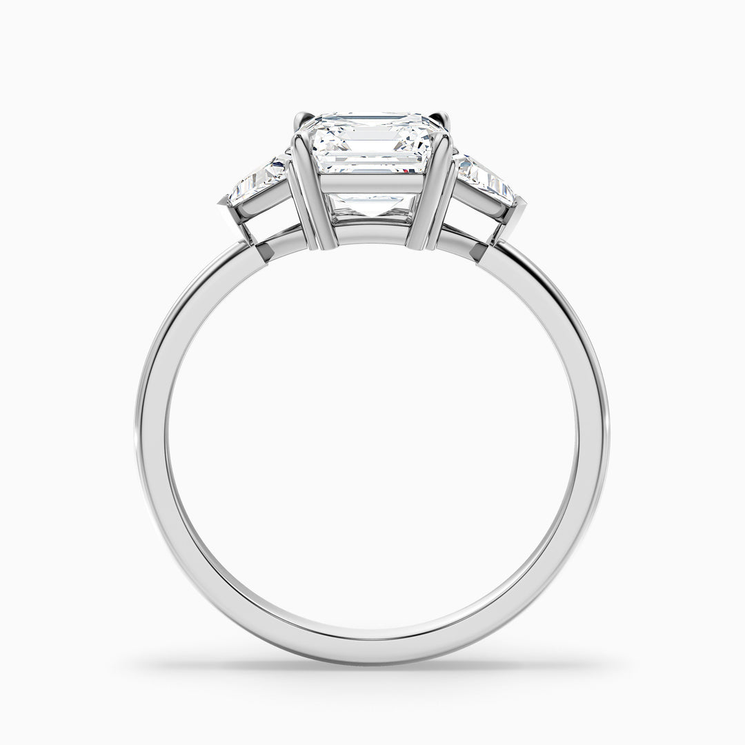Gigi 5 Carat Three Stone Asscher With Triangle Side Stones Lab Grown Diamond Ring in 925 Sterling Silver