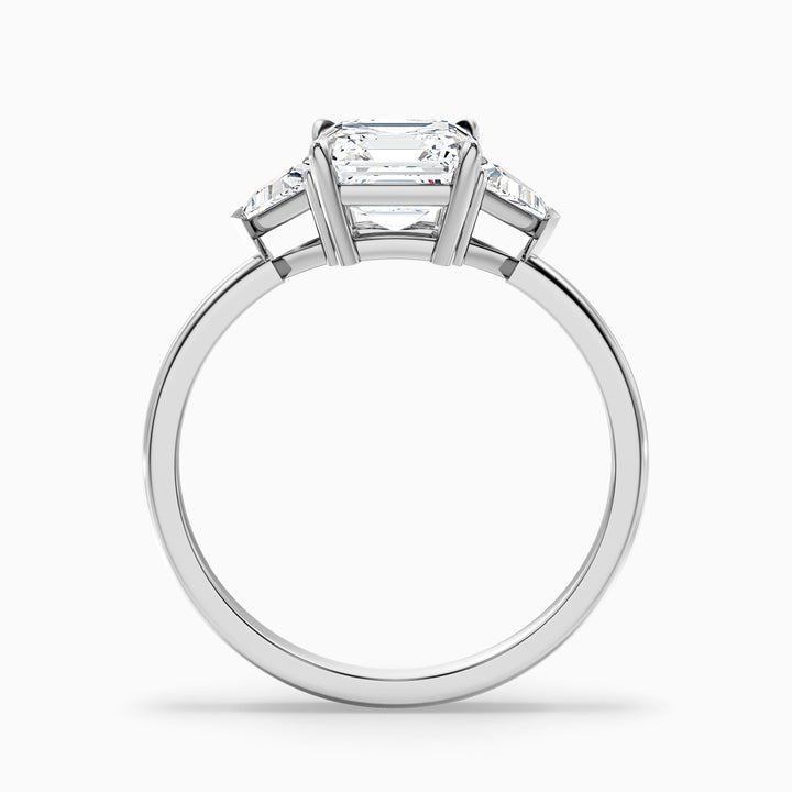 Gigi 1 Carat Three Stone Cushion With Trillion Side Stones Lab Grown Diamond Ring in 10k Rose Gold