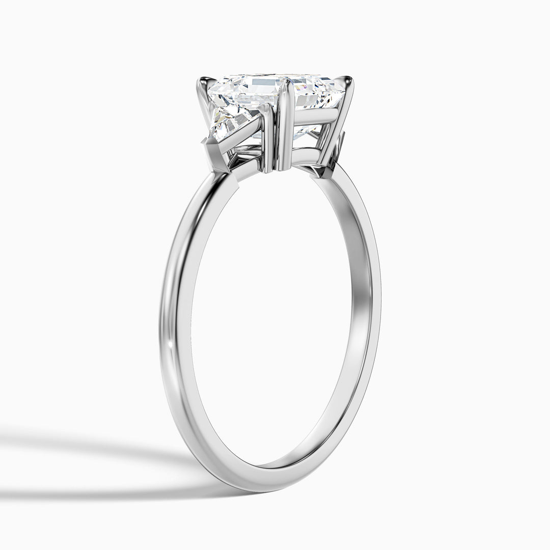 Gigi 1 Carat Three Stone Cushion With Trillion Side Stones Lab Grown Diamond Ring in 10k Rose Gold