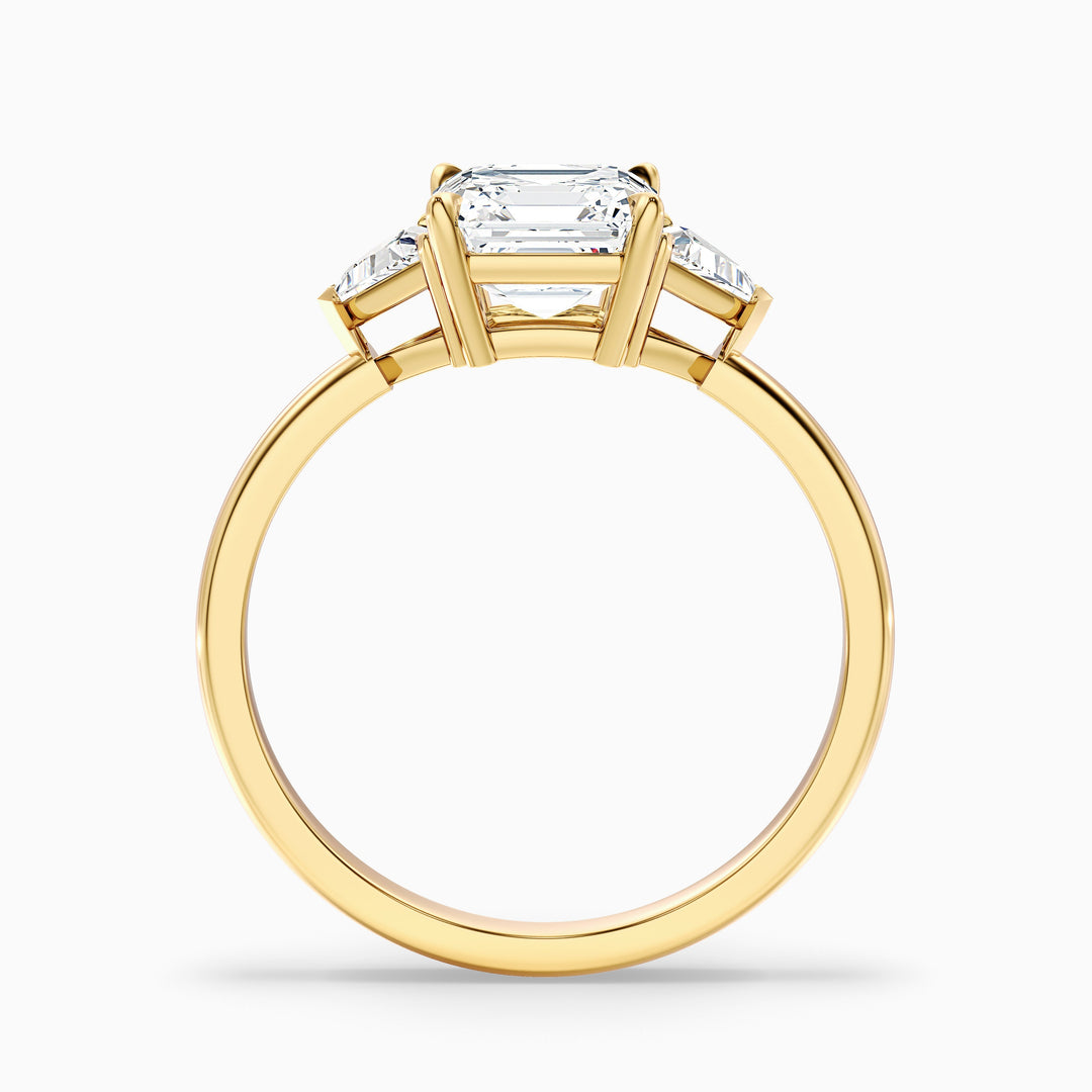Gigi 5 Carat Three Stone Asscher With Triangle Side Stones Lab Grown Diamond Ring in 925 Sterling Silver