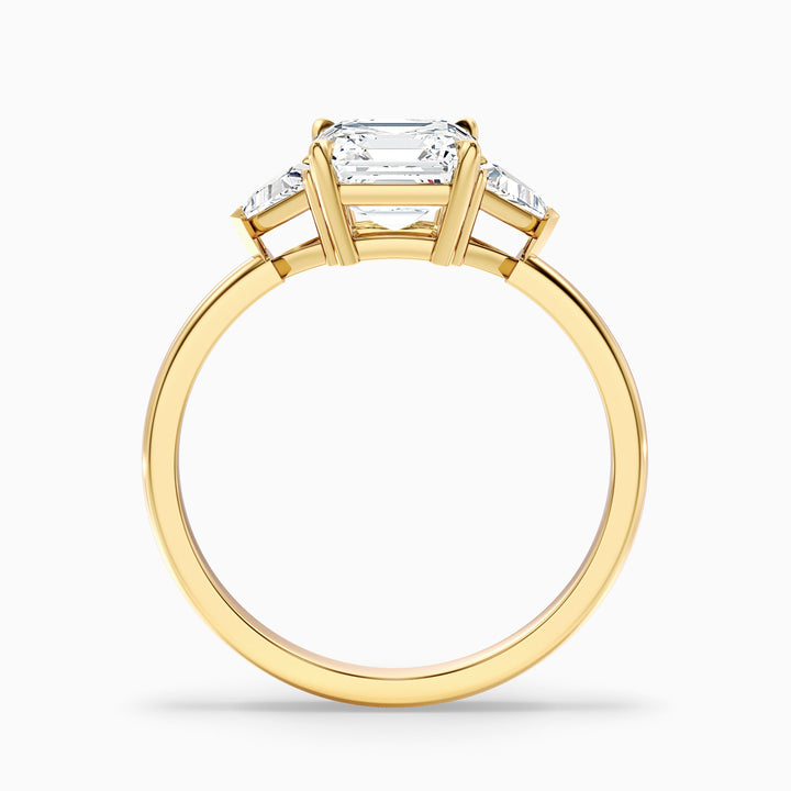 Gigi 2.5 Carat Three Stone Asscher With Triangle Side Stones Lab Grown Diamond Ring in 925 Sterling Silver
