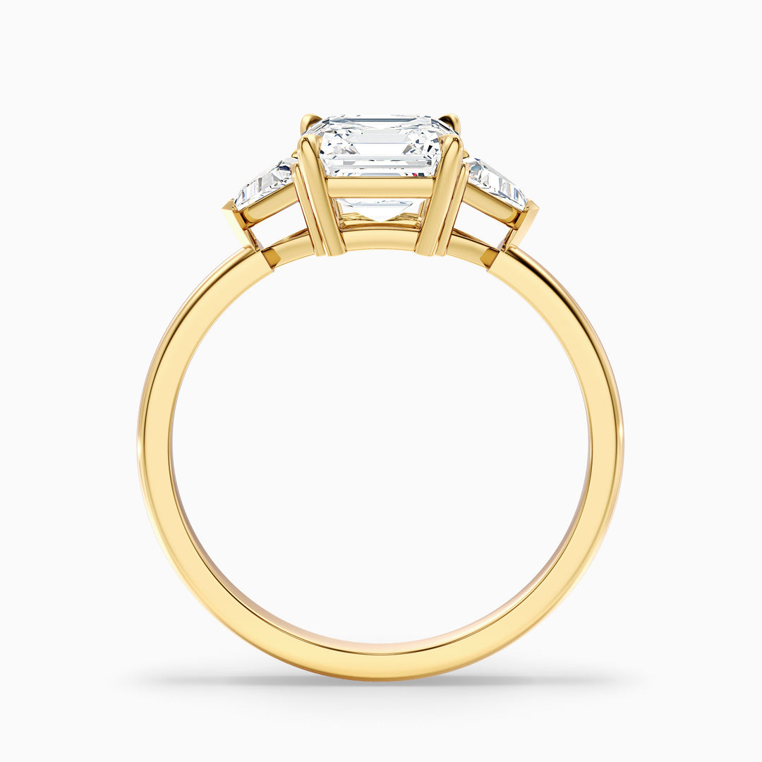 Gigi 3.5 Carat Three Stone Cushion With Trillion Side Stones Lab Grown Diamond Ring in 14k White Gold