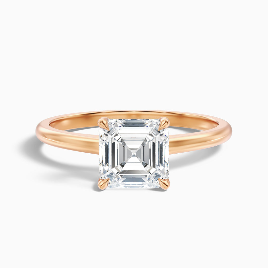 Kaylie 1 Carat Asscher Cut Hidden Halo Lab Grown Diamond Ring in 925 Sterling Silver