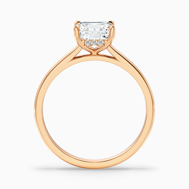 Kaylie 1 Carat Asscher Cut Hidden Halo Lab Grown Diamond Ring in 925 Sterling Silver