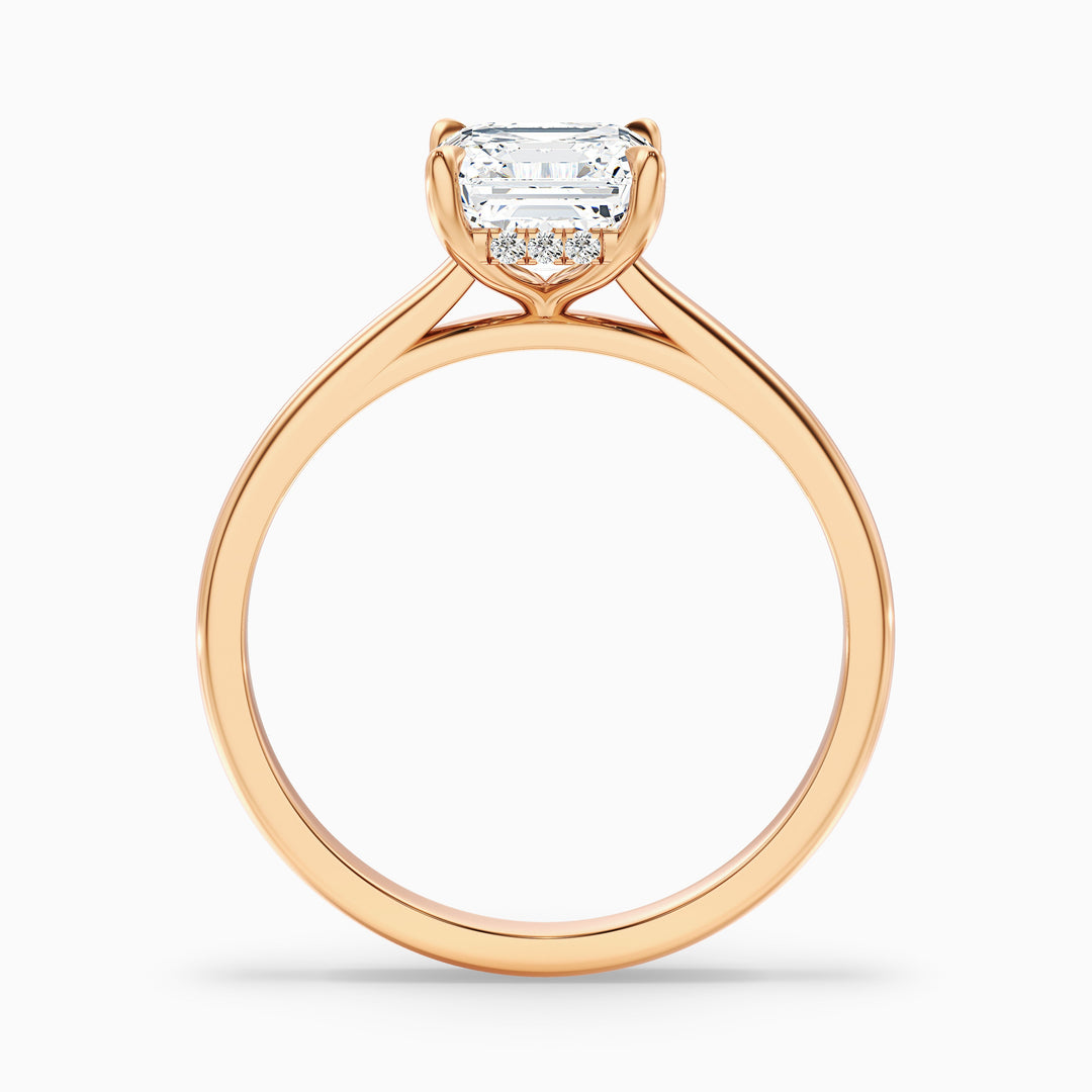 Kaylie 1.5 Carat Asscher Cut Hidden Halo Lab Grown Diamond Ring in 925 Sterling Silver