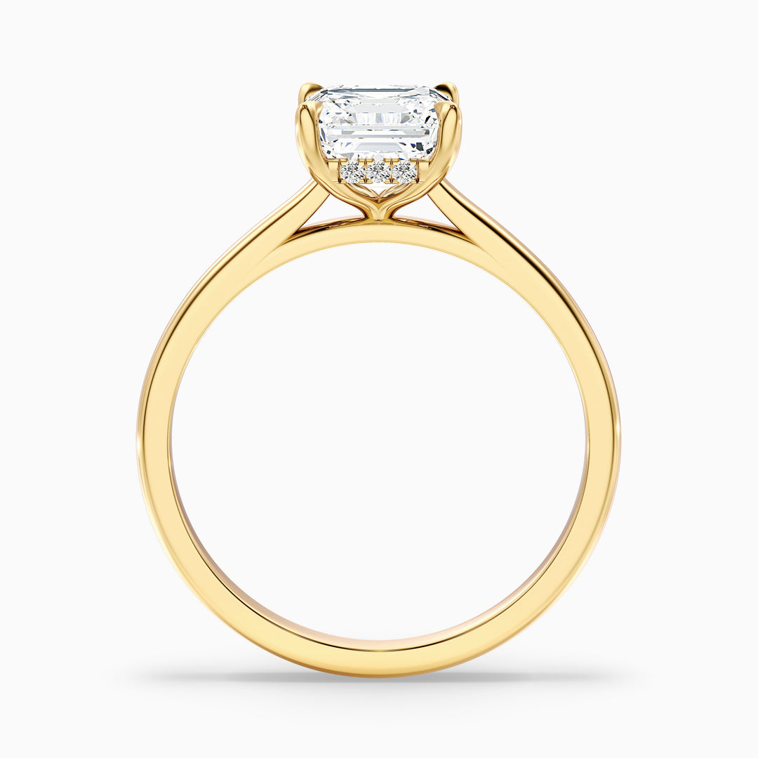 Kaylie 1 Carat Asscher Cut Hidden Halo Lab Grown Diamond Ring in 925 Sterling Silver