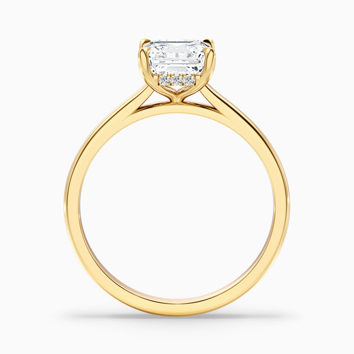 Kaylie 1 Carat Asscher Cut Hidden Halo Lab Grown Diamond Ring in 925 Sterling Silver