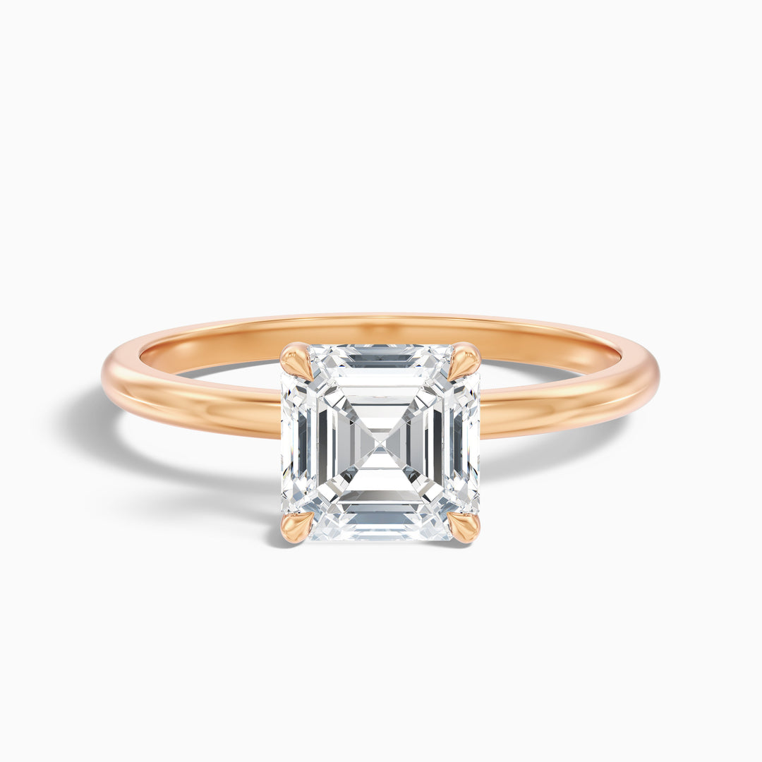 Liana 4 Carat Asscher Cut Solitaire Lab Grown Diamond Engagement Ring in 925 Sterling Silver