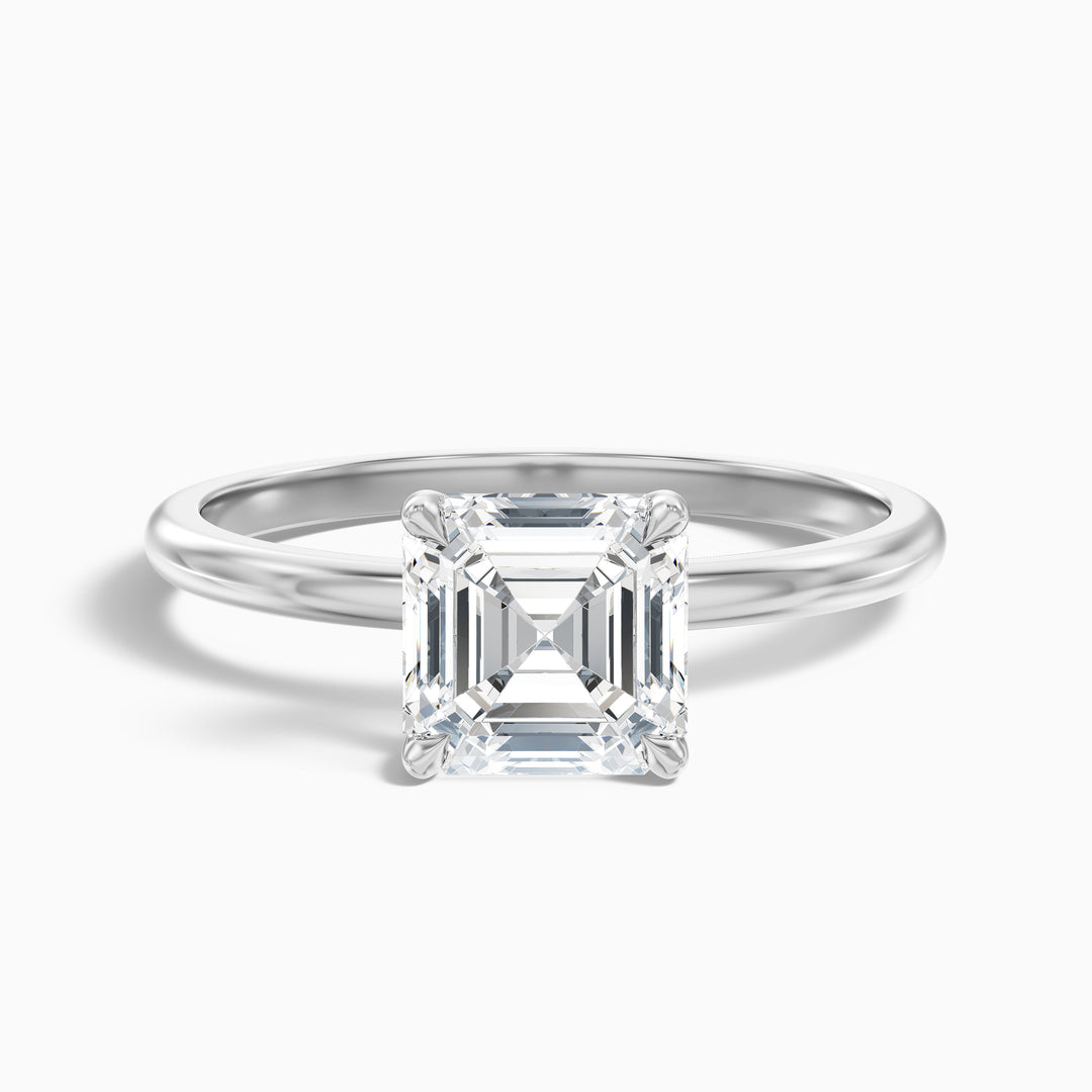 Liana 4 Carat Asscher Cut Solitaire Lab Grown Diamond Engagement Ring in 925 Sterling Silver