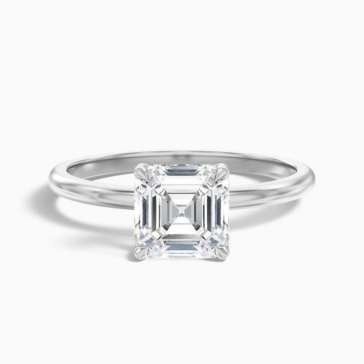 Liana 4 Carat Asscher Cut Solitaire Lab Grown Diamond Engagement Ring in 925 Sterling Silver