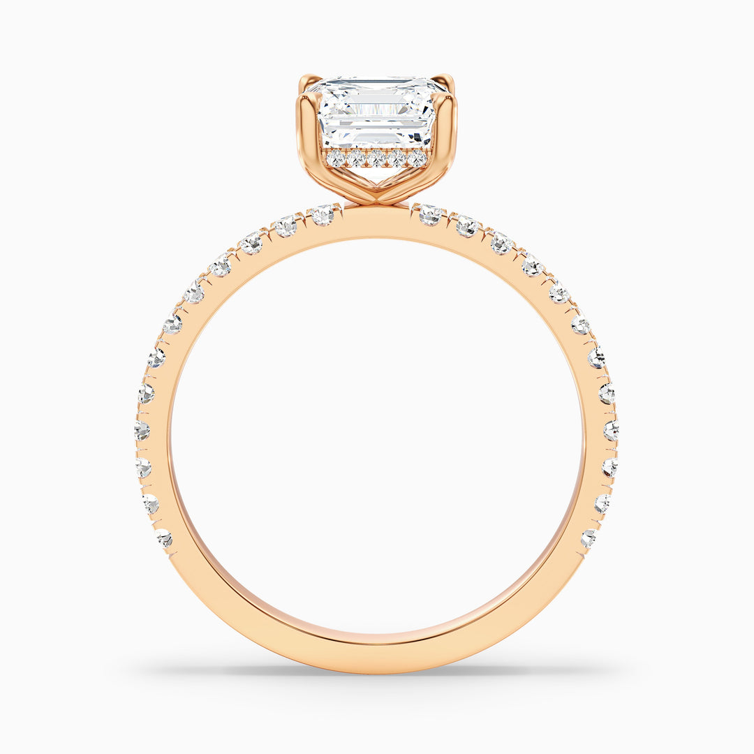 Mylie 1 Carat Asscher Cut Side Stone Pave Lab Grown Diamond Engagement Ring in 925 Sterling Silver