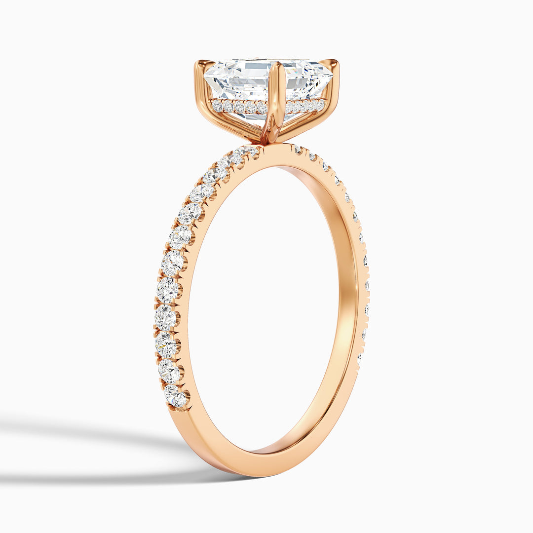 Mylie 1 Carat Asscher Cut Side Stone Pave Lab Grown Diamond Engagement Ring in 925 Sterling Silver
