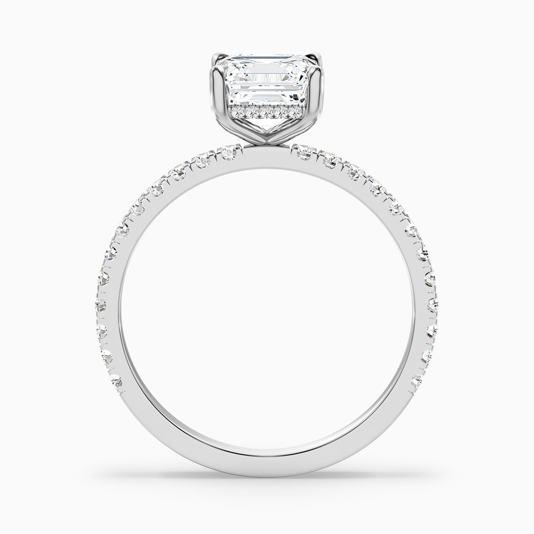 Mylie 3 Carat Asscher Cut Side Stone Pave Lab Grown Diamond Engagement Ring in 925 Sterling Silver