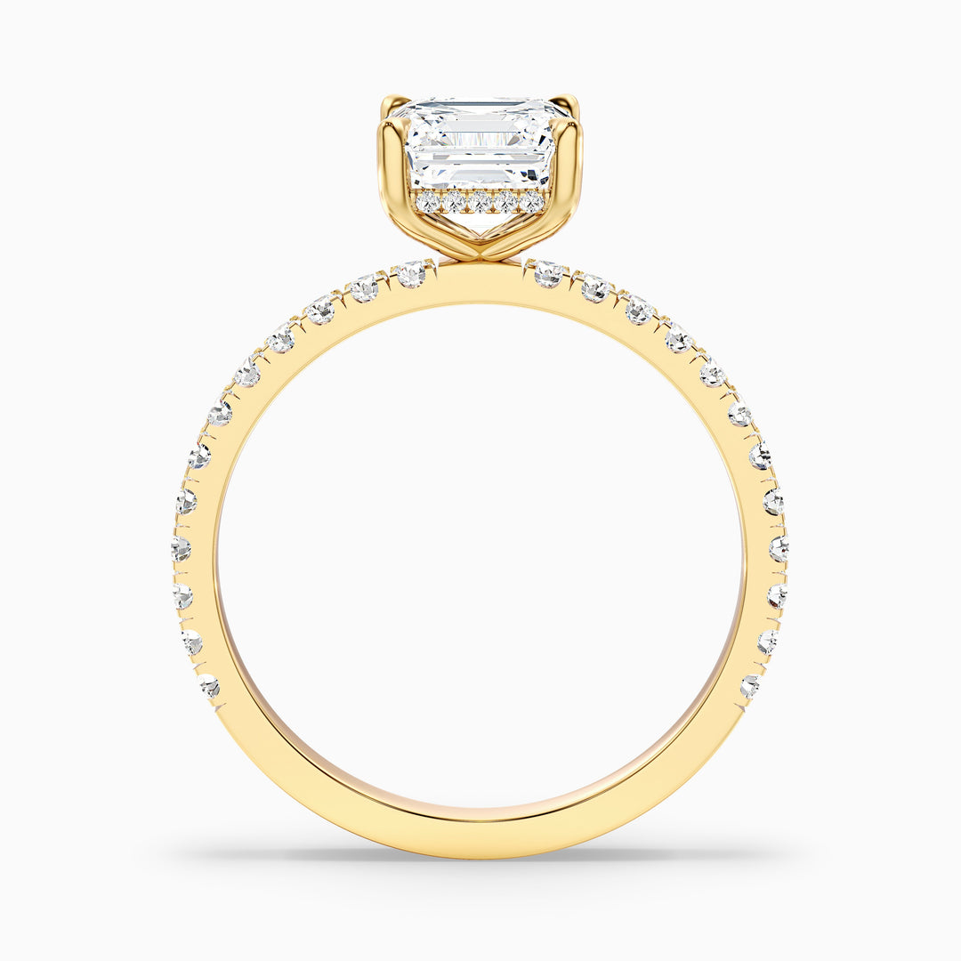 Mylie 2 Carat Asscher Cut Side Stone Pave Lab Grown Diamond Engagement Ring in 925 Sterling Silver