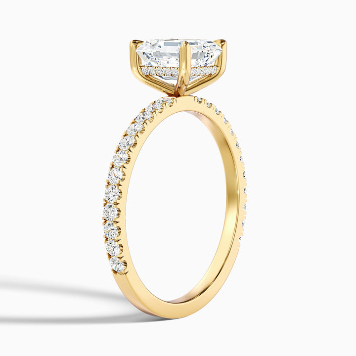 Mylie 2 Carat Asscher Cut Side Stone Pave Lab Grown Diamond Engagement Ring in 925 Sterling Silver