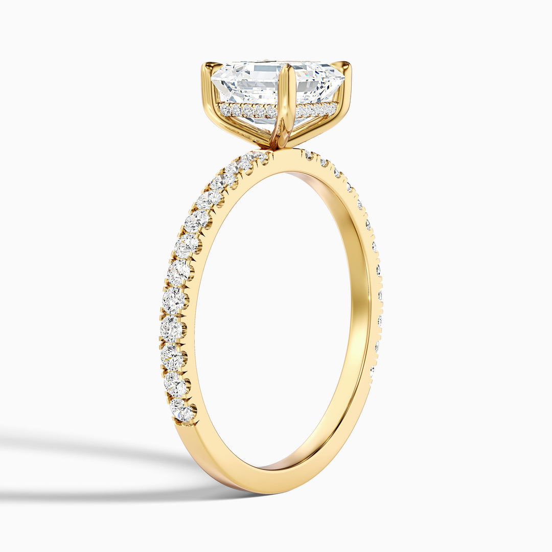Mylie 1 Carat Asscher Cut Side Stone Pave Lab Grown Diamond Engagement Ring in 925 Sterling Silver