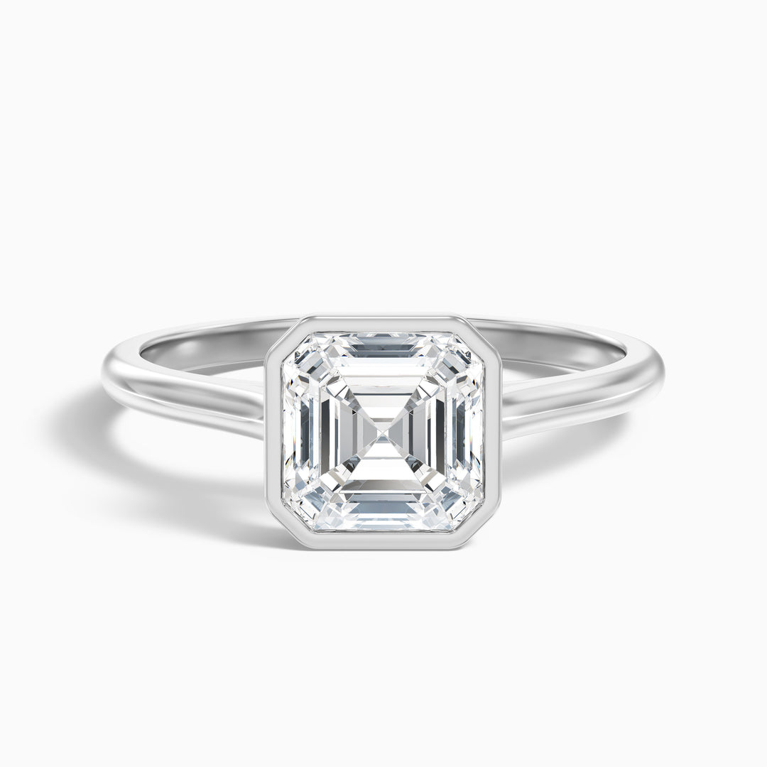 Louisa 5 Carat Asscher Cut Lab Grown Diamond Bezel Set Engagement Ring in 925 Sterling Silver