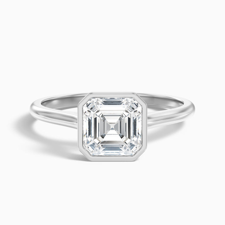 Louisa 5 Carat Asscher Cut Lab Grown Diamond Bezel Set Engagement Ring in 925 Sterling Silver