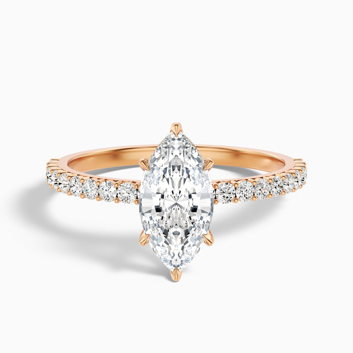 Naomi 3 Carat Marquise Side Stone Moissanite Engagement Ring in 14k Yellow Gold
