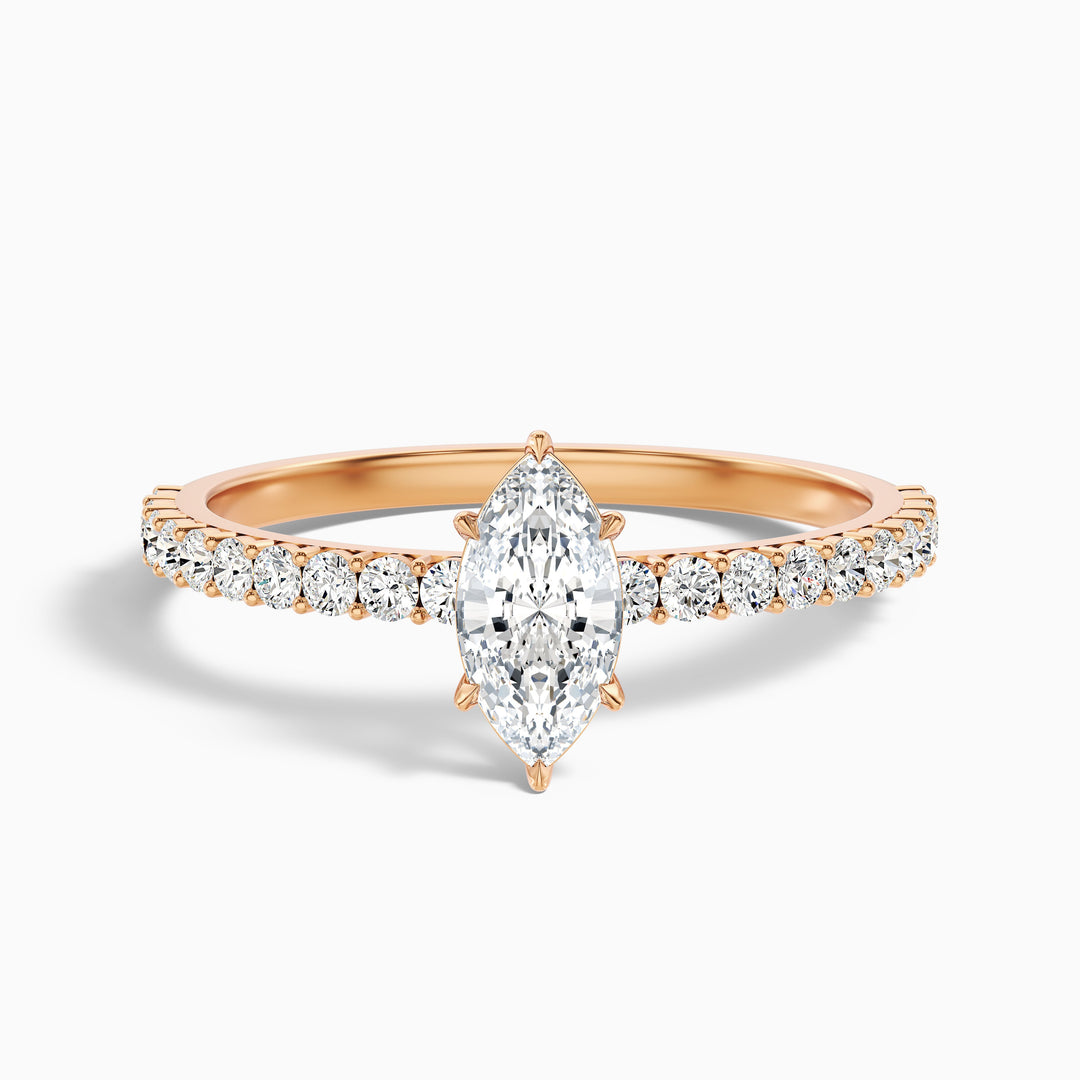 Jamie 3.5 Carat Marquise Side Stone Pave Lab Grown Diamond Ring in 925 Sterling Silver