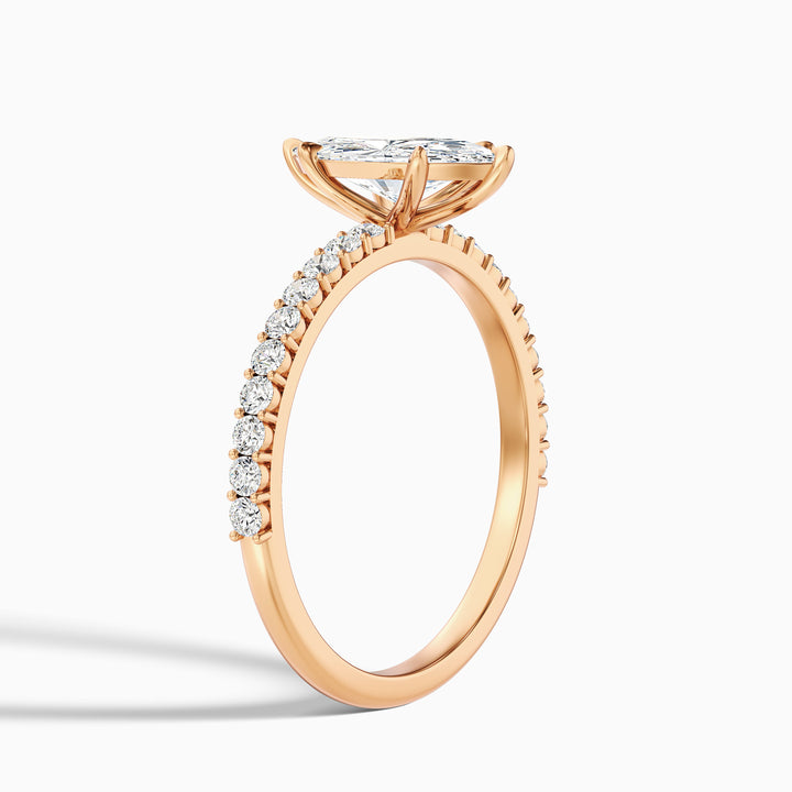 Naomi 5 Carat Marquise Side Stone Moissanite Engagement Ring in 18k Rose Gold