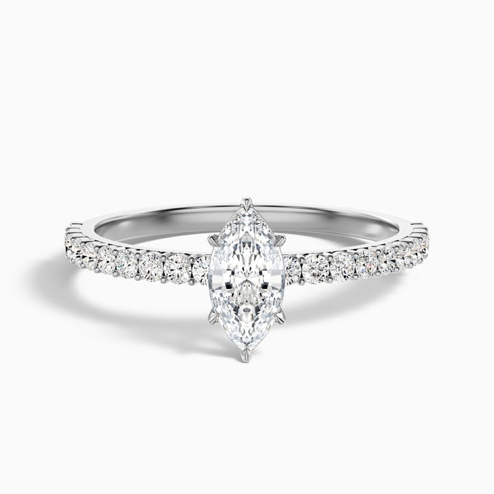 Jamie 3 Carat Marquise Side Stone Pave Lab Grown Diamond Ring in 925 Sterling Silver