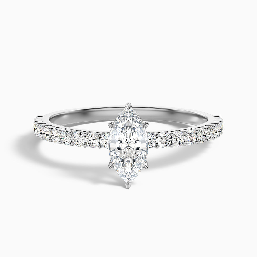 Naomi 5.5 Carat Marquise Side Stone Moissanite Engagement Ring in 18k White Gold