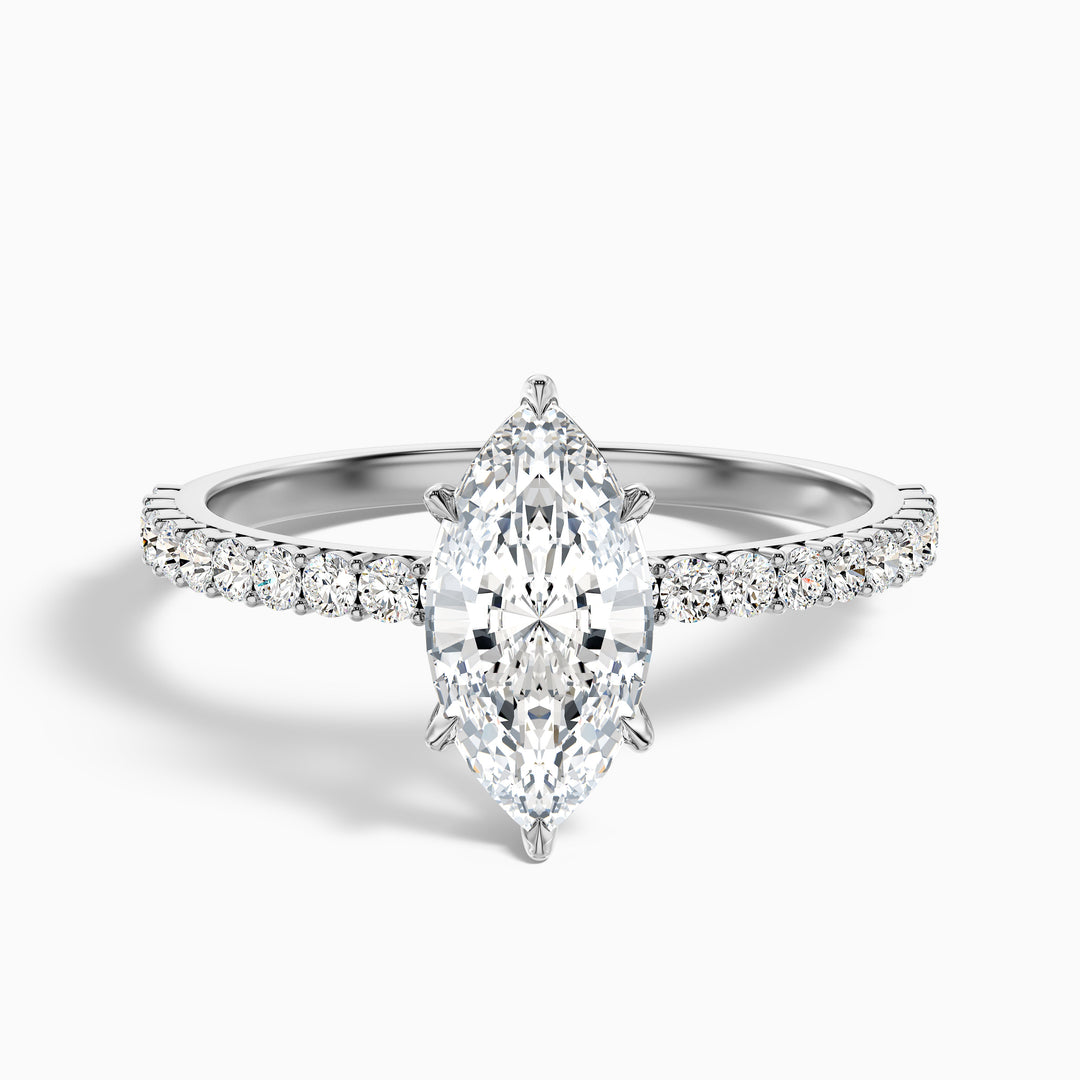 Naomi 4 Carat Marquise Side Stone Moissanite Engagement Ring in Platinum