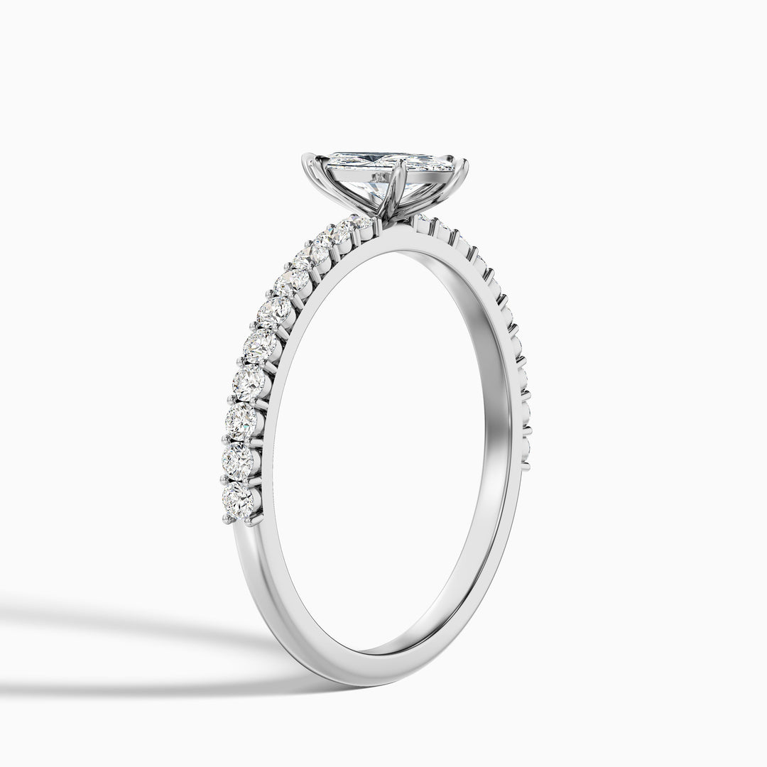 Jamie 2 Carat Marquise Side Stone Pave Lab Grown Diamond Ring in 925 Sterling Silver