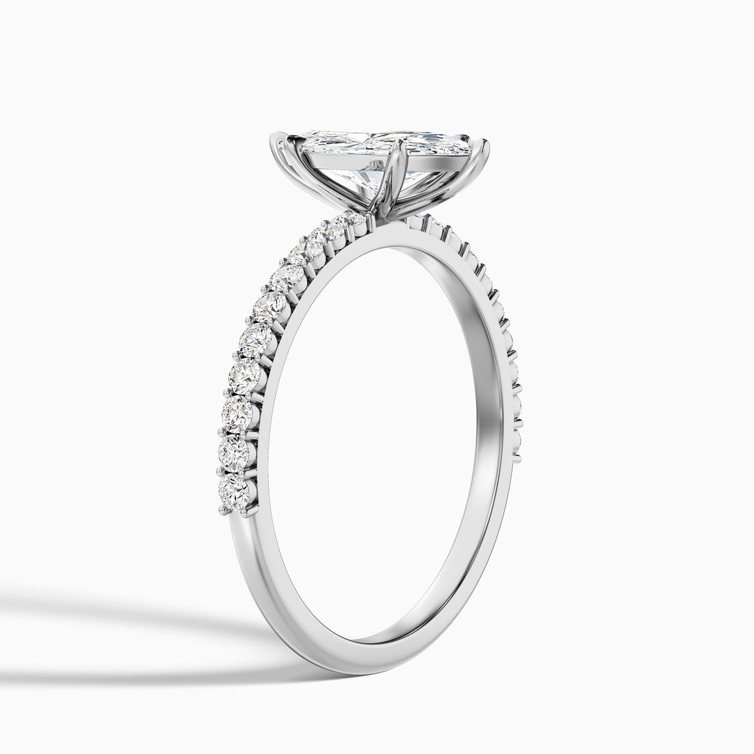 Naomi 3 Carat Marquise Side Stone Moissanite Engagement Ring in 18k Yellow Gold