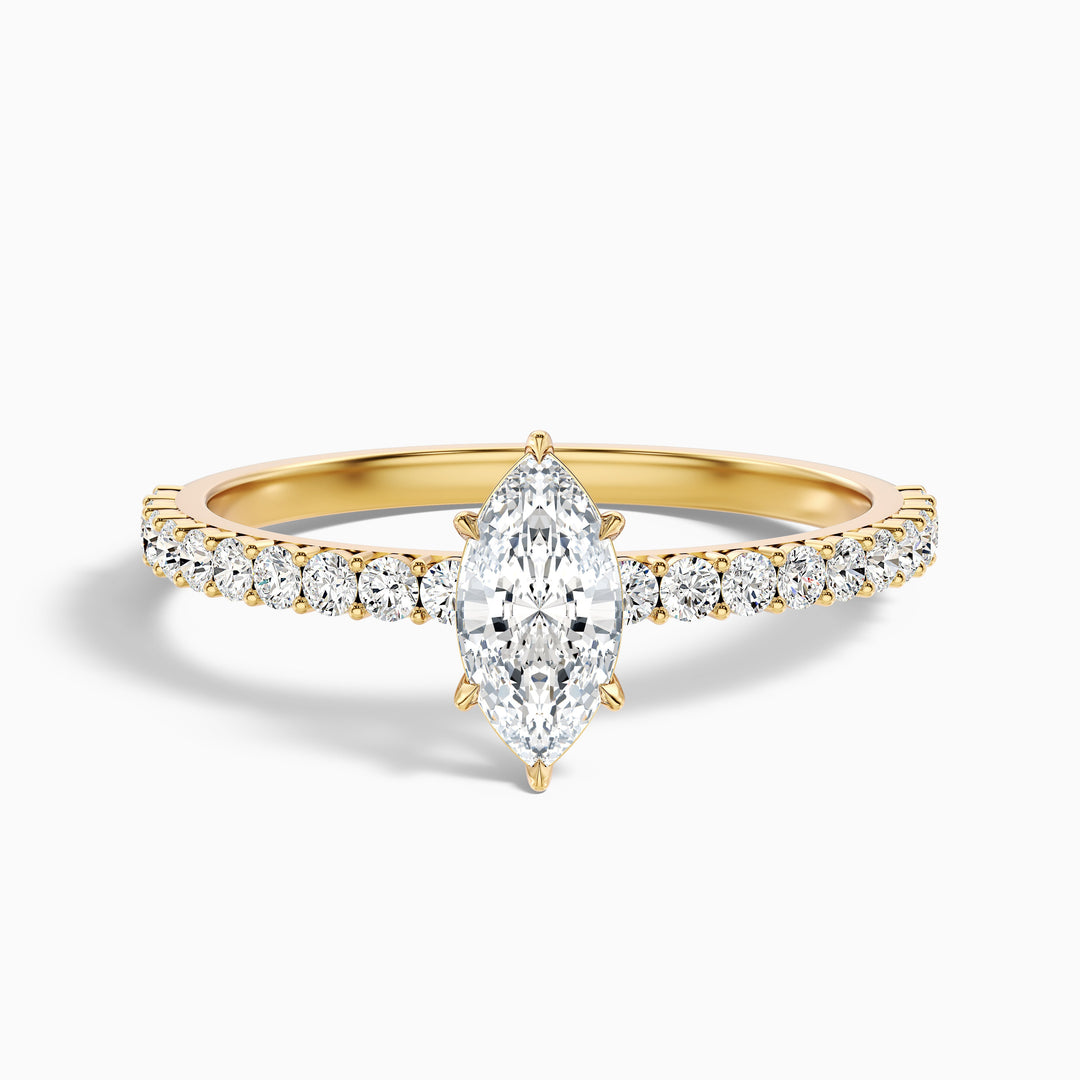 Jamie 2 Carat Marquise Side Stone Pave Lab Grown Diamond Ring in 925 Sterling Silver