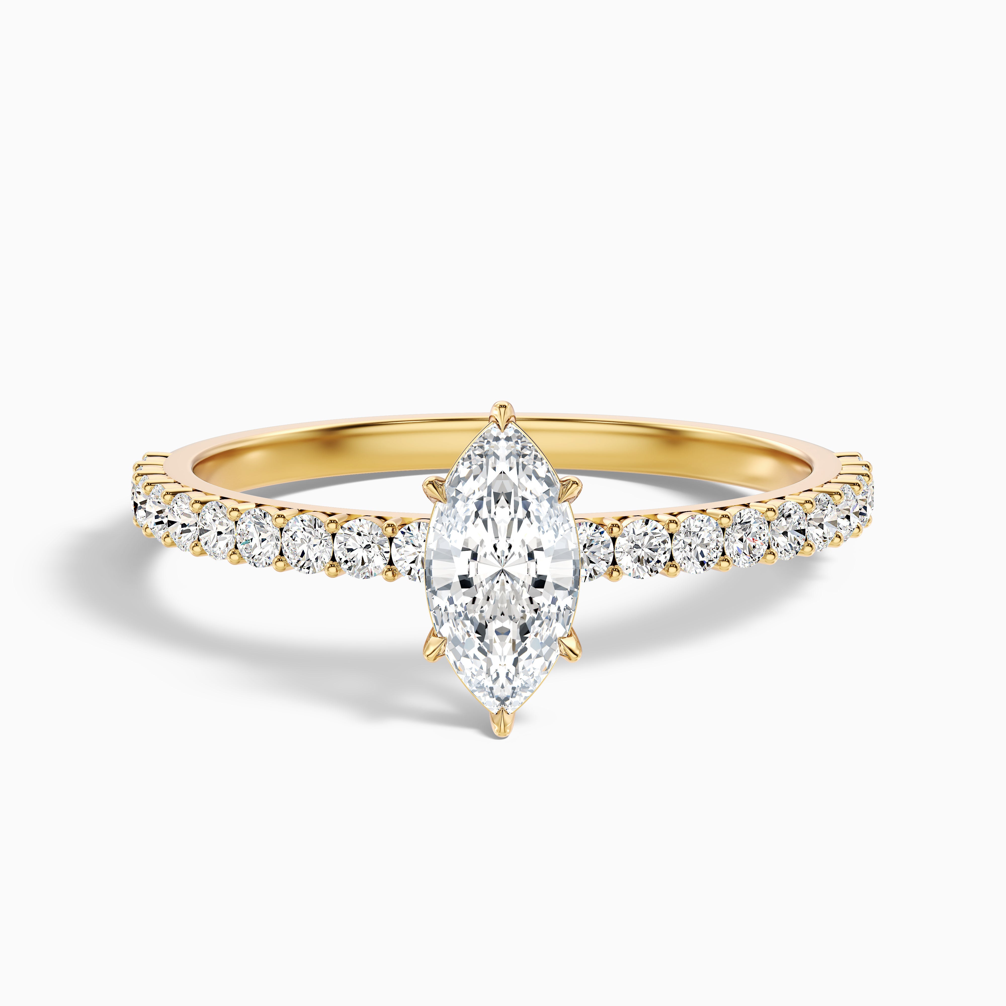 Jamie 5 Carat Marquise Side Stone Pave Lab Grown Diamond Ring in 14k Yellow Gold