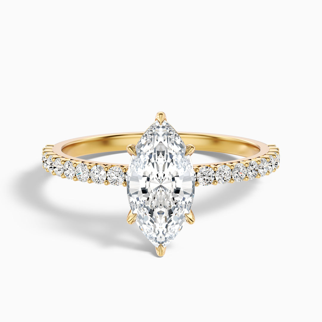 Naomi 5 Carat Marquise Side Stone Moissanite Engagement Ring in 14k Yellow Gold
