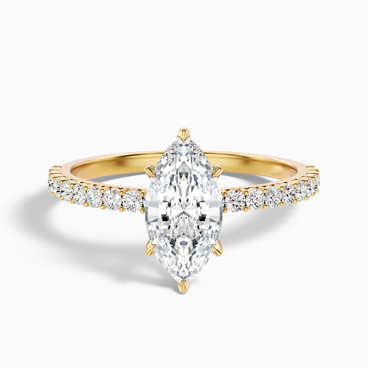 Naomi 1 Carat Marquise Side Stone Moissanite Engagement Ring in 14k White Gold