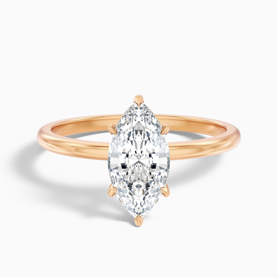 Jean 3 Carat 6 Prong Marquise Cut Lab Grown Diamond Ring in 925 Sterling Silver
