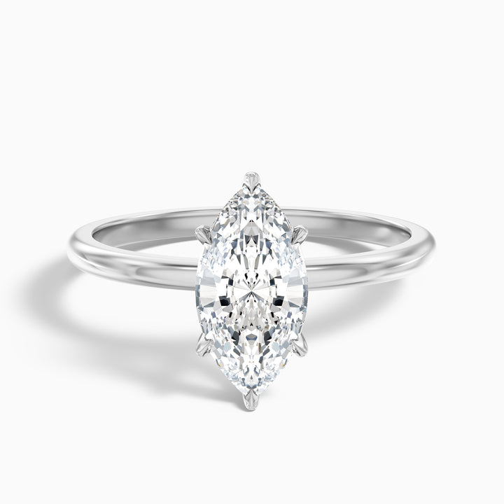 Jean 1 Carat 6 Prong Marquise Cut Lab Grown Diamond Ring in 10k White Gold