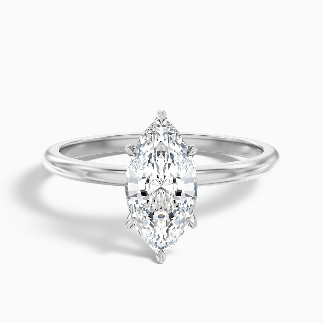 Jean 5 Carat 6 Prong Marquise Cut Lab Grown Diamond Ring in 925 Sterling Silver