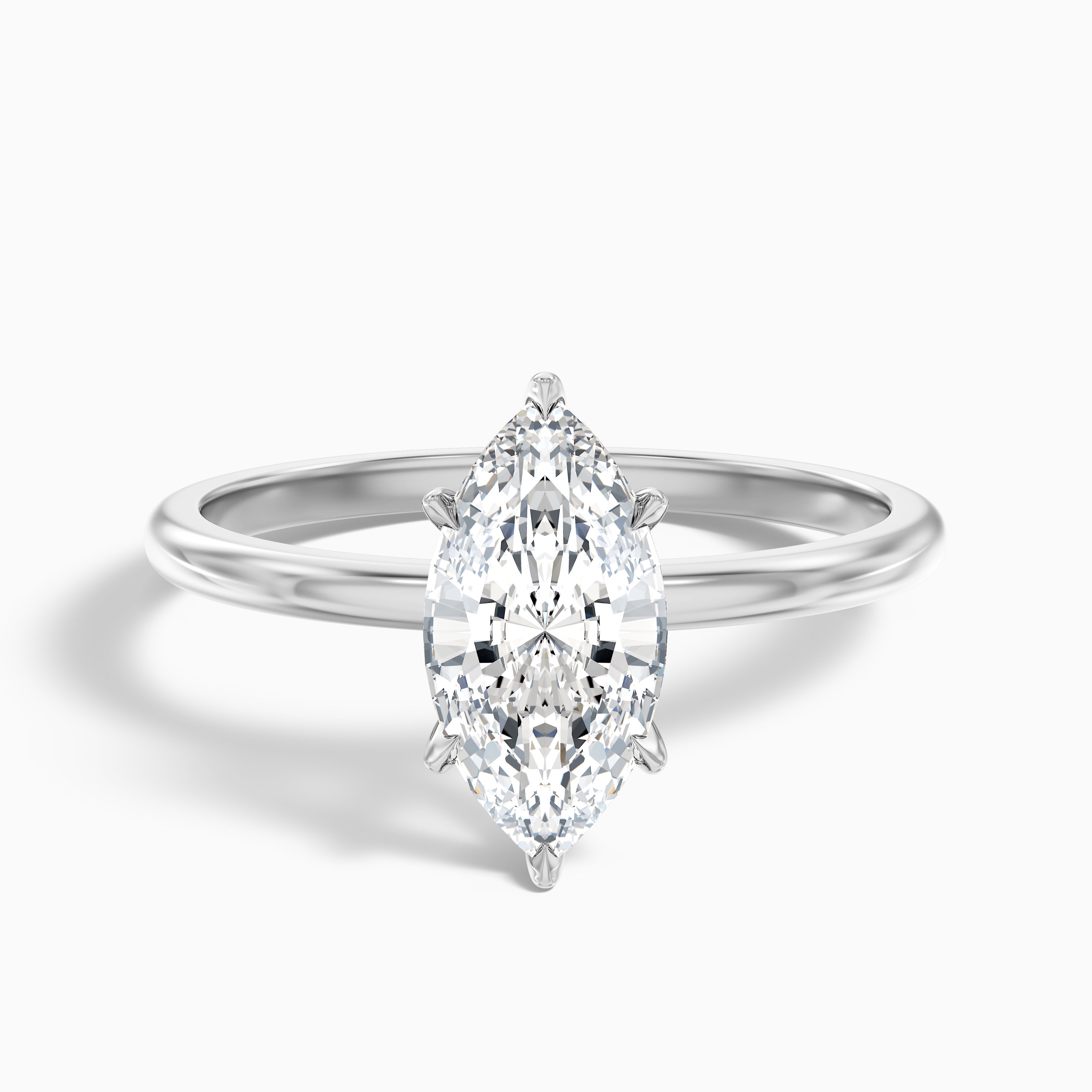 Quinn 1 Carat Marquise Cut Solitaire Moissanite Engagement Ring in 14k White Gold