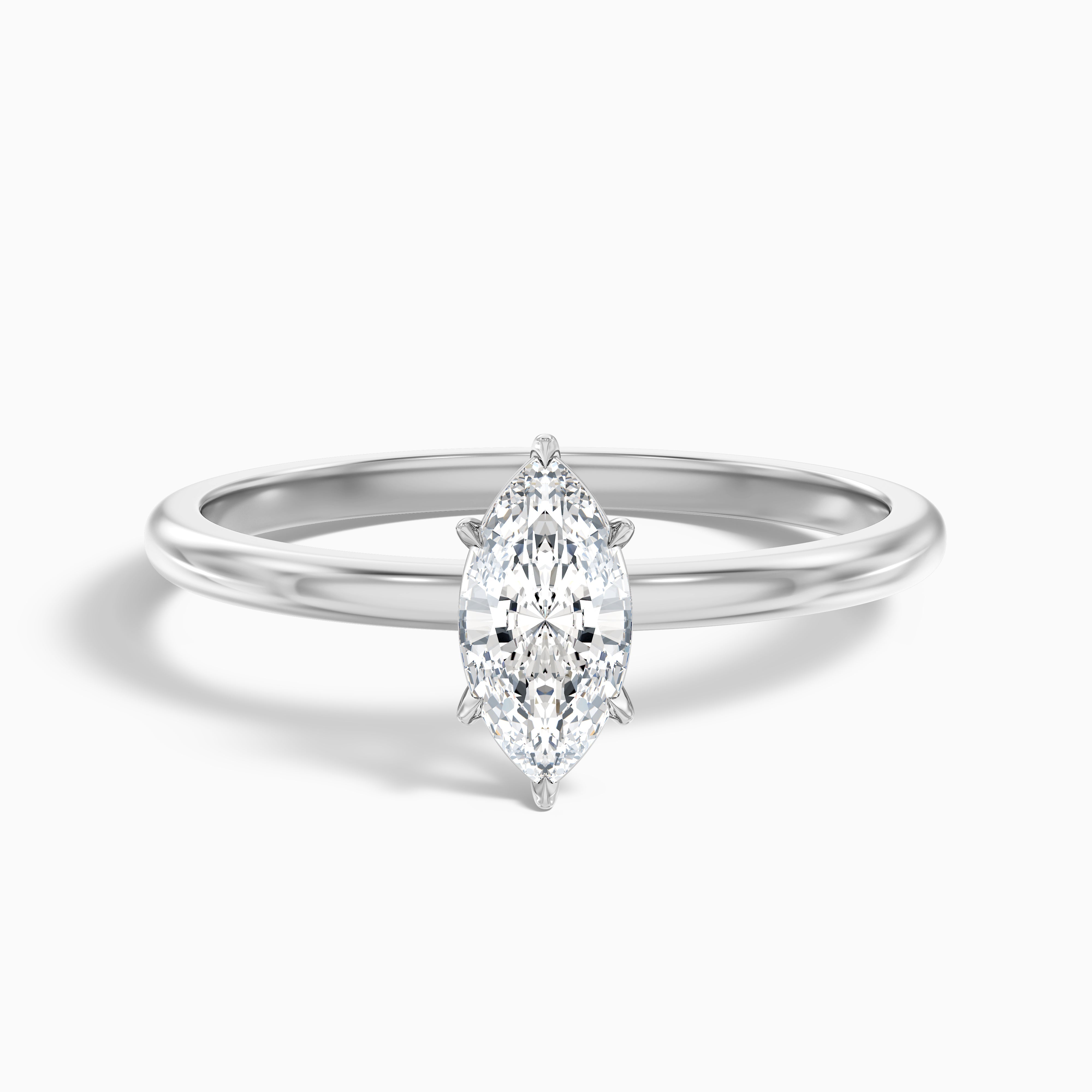 Quinn 1 Carat Marquise Cut Solitaire Moissanite Engagement Ring in 14k White Gold