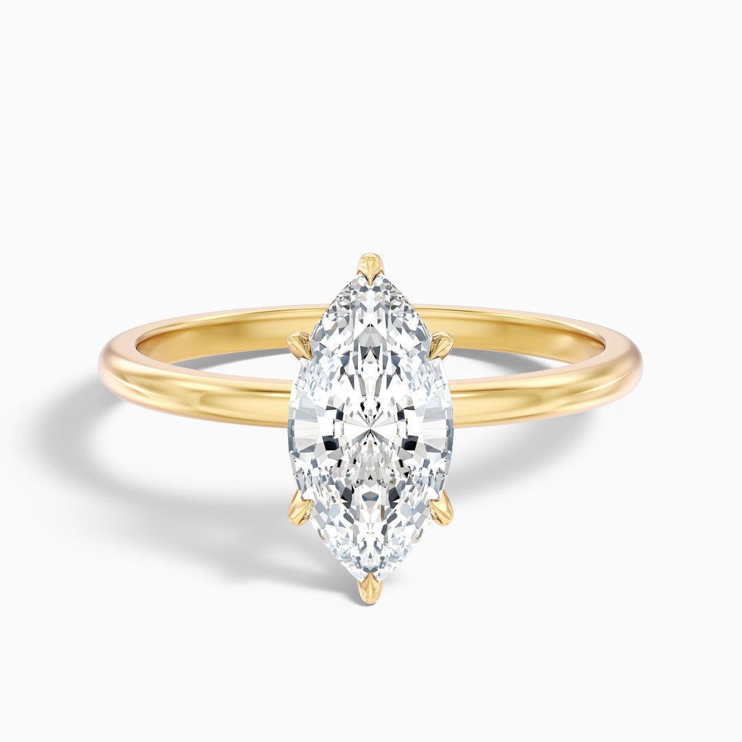 Jean 1 Carat 6 Prong Marquise Cut Lab Grown Diamond Ring in 10k White Gold