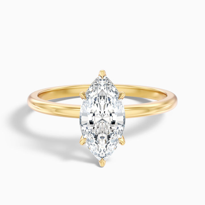 Jean 1 Carat 6 Prong Marquise Cut Lab Grown Diamond Ring in 10k White Gold